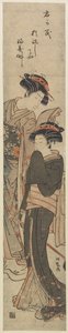 （部屋に立っている2人の遊女）、c。 1775-1777 作： Isoda Koryusai